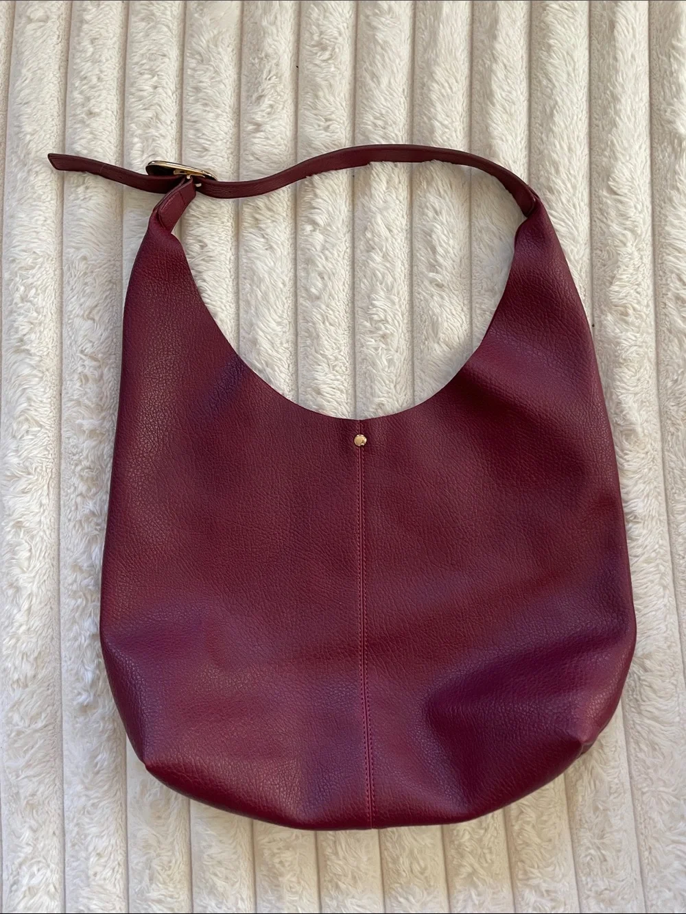 Anthropologie Burgundy Pebbled Leather Hobo Bag